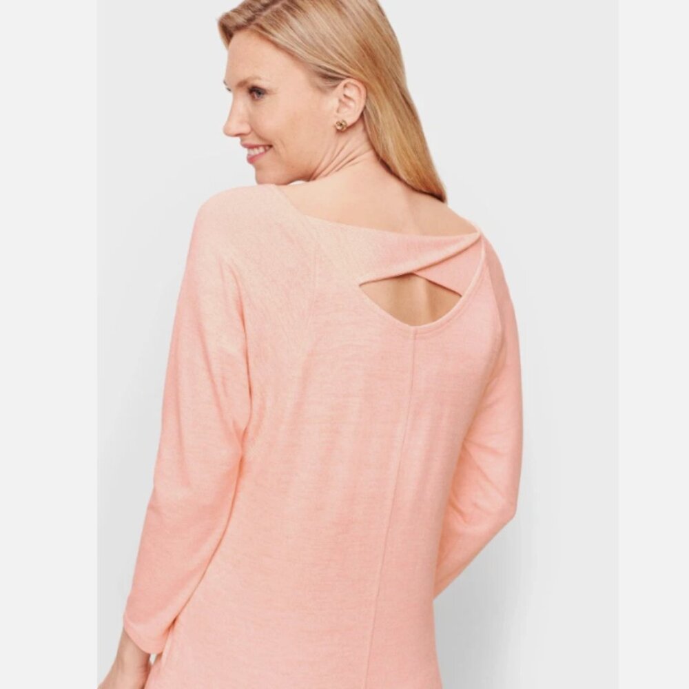 T By Talbots Twist Back Heathered Pullover M